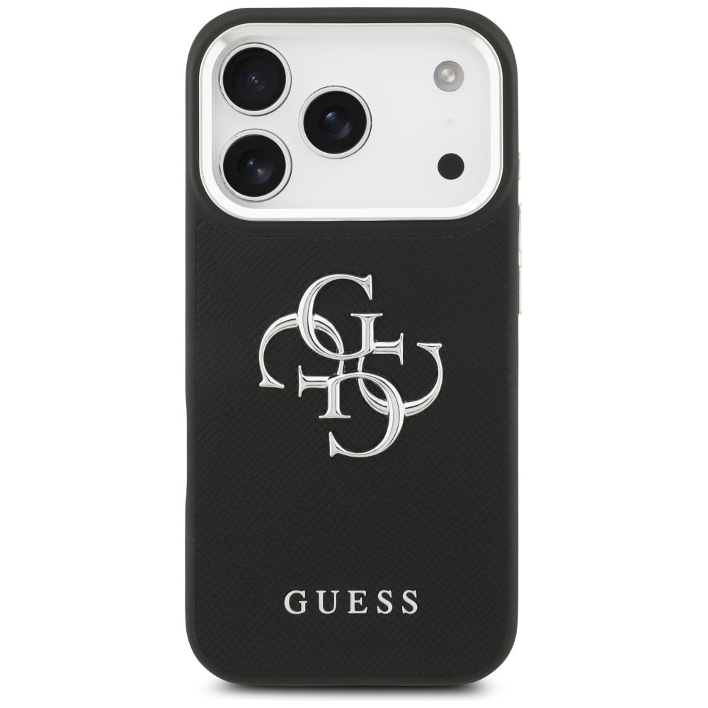 Guess Grained Big 4G Classic Logo-hylster til iPhone 17 Pro - sort