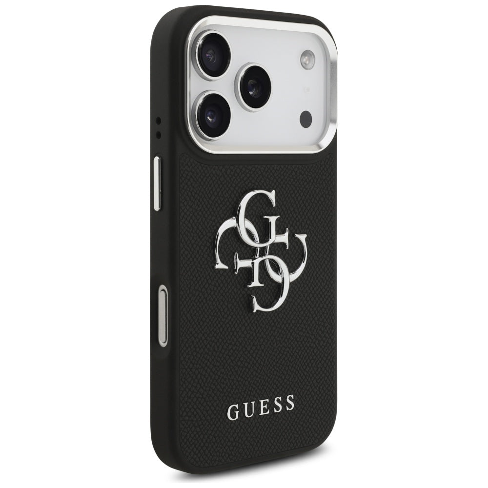 Guess Grained Big 4G Classic Logo-hylster til iPhone 17 Pro - sort