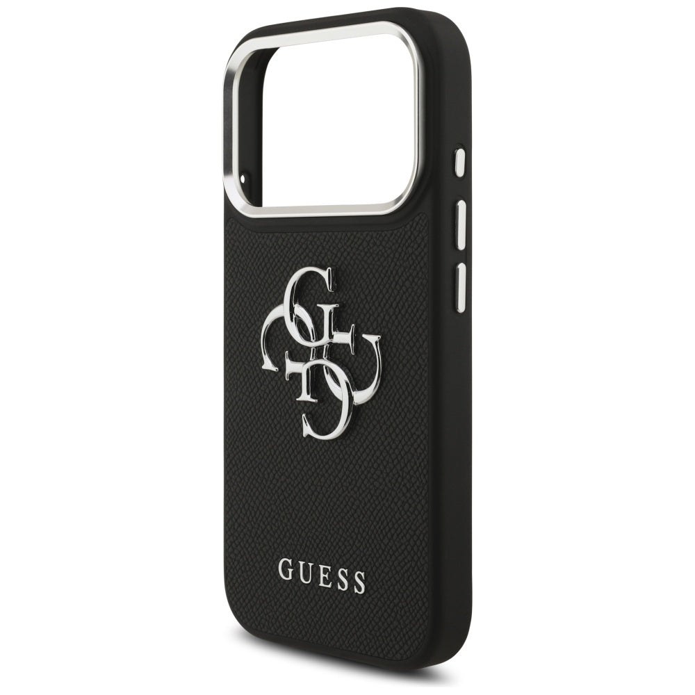 Guess Grained Big 4G Classic Logo-hylster til iPhone 17 Pro - sort