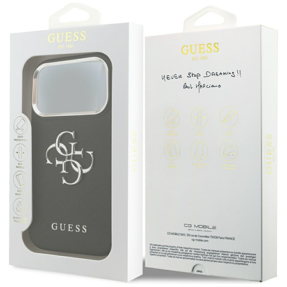 Guess Grained Big 4G Classic Logo-hylster til iPhone 17 Pro - sort