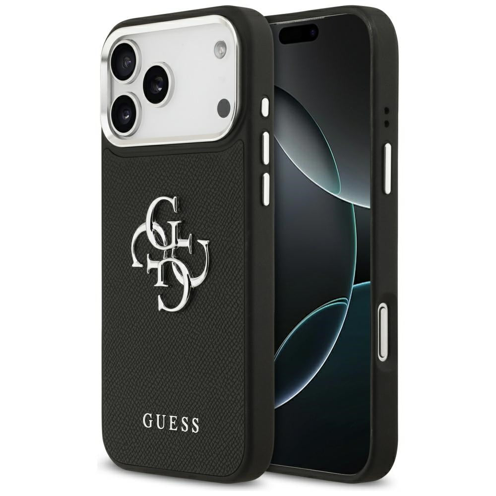 Guess Grained Big 4G Classic Logo-hylster til iPhone 17 Pro Max - sort