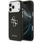 Guess Grained Big 4G Classic Logo-hylster til iPhone 17 Pro Max - sort