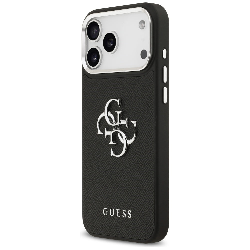 Guess Grained Big 4G Classic Logo-hylster til iPhone 17 Pro Max - sort