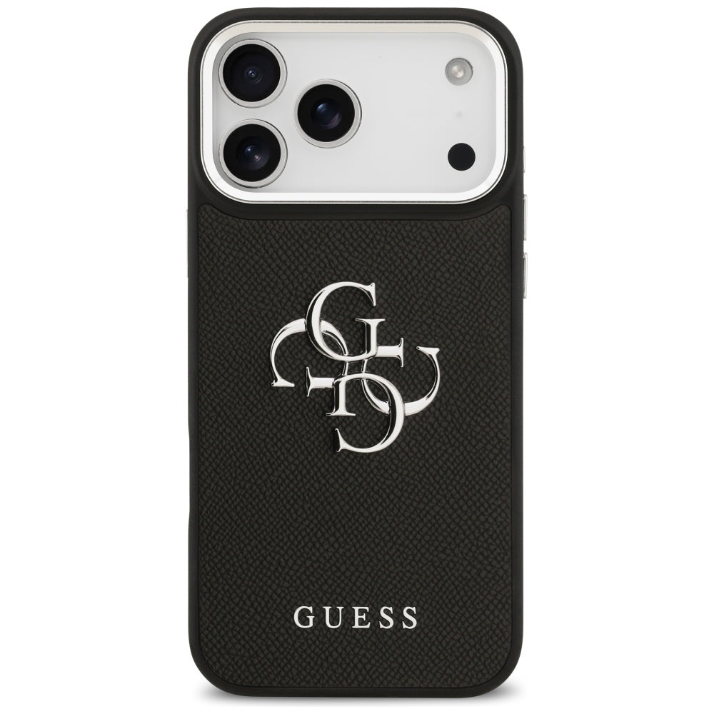 Guess Grained Big 4G Classic Logo-hylster til iPhone 17 Pro Max - sort