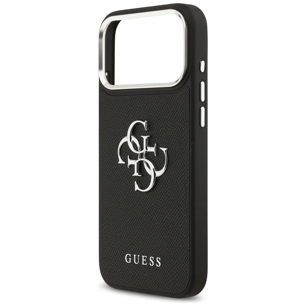 Guess Grained Big 4G Classic Logo-hylster til iPhone 17 Pro Max - sort