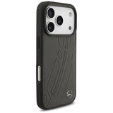 Mercedes Leather Large Laurel Leave MagSafe Case for iPhone 17 Pro - Black and Gray