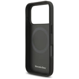 Mercedes Leather Large Laurel Leave MagSafe Case for iPhone 17 Pro - Black and Gray