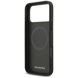 Mercedes Leather Large Laurel Leave MagSafe Case for iPhone 17 Pro Max - Black and Gray