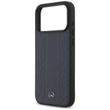 Mercedes Leather Laurel Leaves Stripes MagSafe Case for iPhone 17 Pro Max - Blue