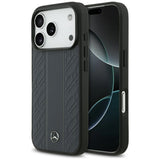 Mercedes Leather Laurel Leaves Stripes MagSafe Case for iPhone 17 Pro - Blue