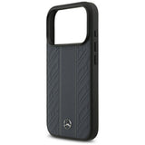 Mercedes Leather Laurel Leaves Stripes MagSafe Case for iPhone 17 Pro - Blue