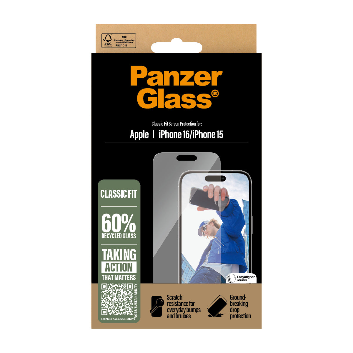 PanzerGlass Screen Protector iPhone 15/16 - Classic Fit