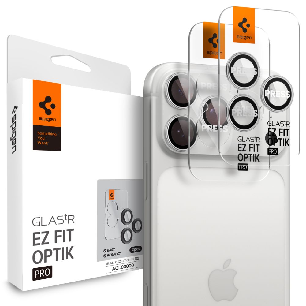 Kamera Beskyttelse Spigen Optik Pro Glas.Tr ”Ez Fit” Camera Protector 2 Pack Iphone 14 Pro / Max / 15 Pro / Max / 16 Pro / Max / 17 Pro / Max Silver