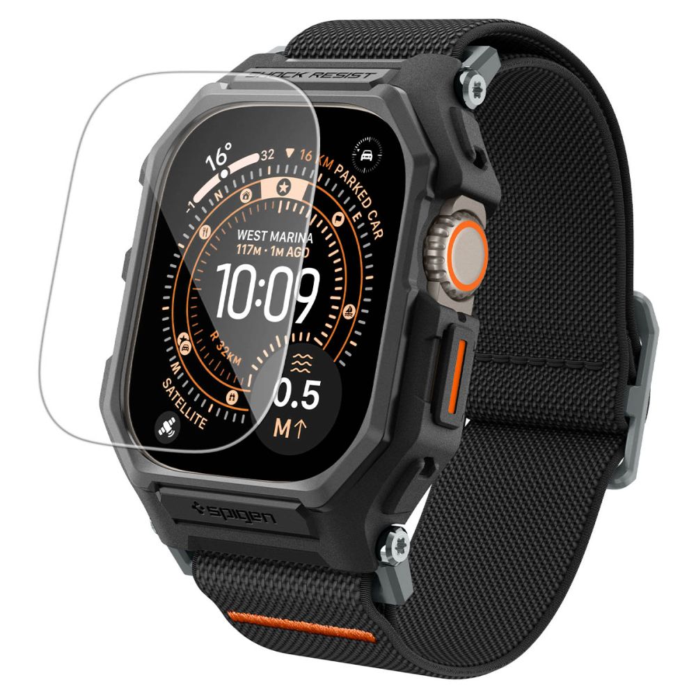 Spigen Lite Fit Pro & Hærdet Glas Til Apple Watch Ultra 1 / 2 / 3 / 4 (49 Mm) Matsort