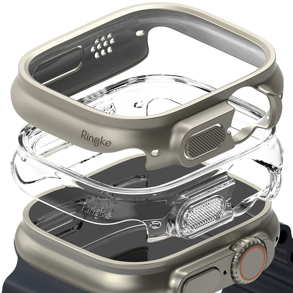 Ringke Slim 2 Pak Apple Watch Ultra 1 / 2 / 3 / 4 (49 Mm) Klar & Titangrå