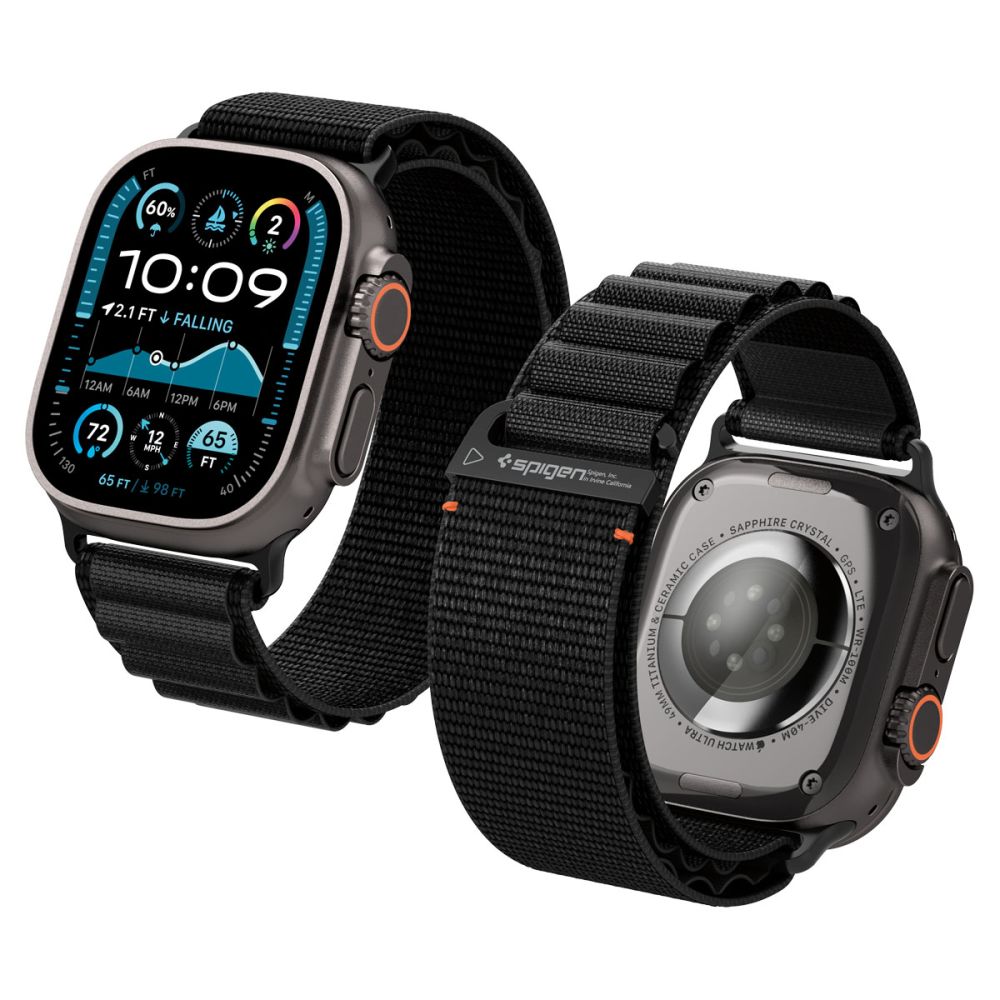 Spigen Wbf1 Remmen Til Apple Watch 8 / 9 / 10 / 11 / 12 / Se / Ultra (44 / 45 / 46 / 49 Mm) Sort