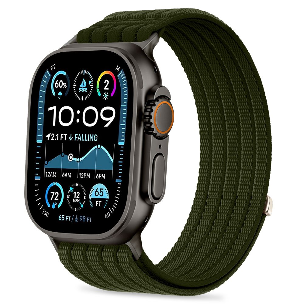 Tech Protect Nylon Sport Apple Watch 8 / 9 / 10 / 11 / 12 / Se / Ultra (44 / 45 / 46 / 49 Mm) Militærgrøn
