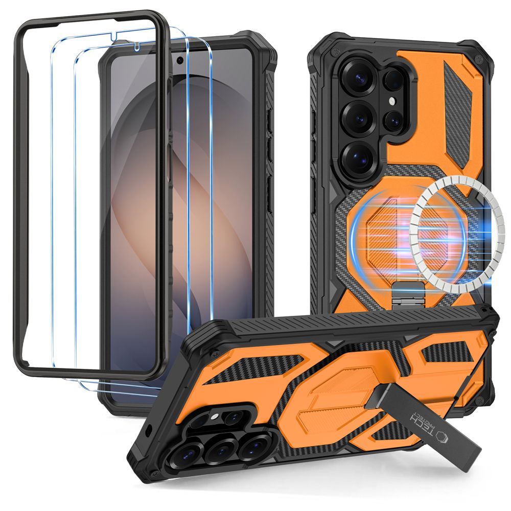 Tech Protect Magblast Magsafe + Glas 2 Pak Galaxy S26 Ultra Sort/Orange
