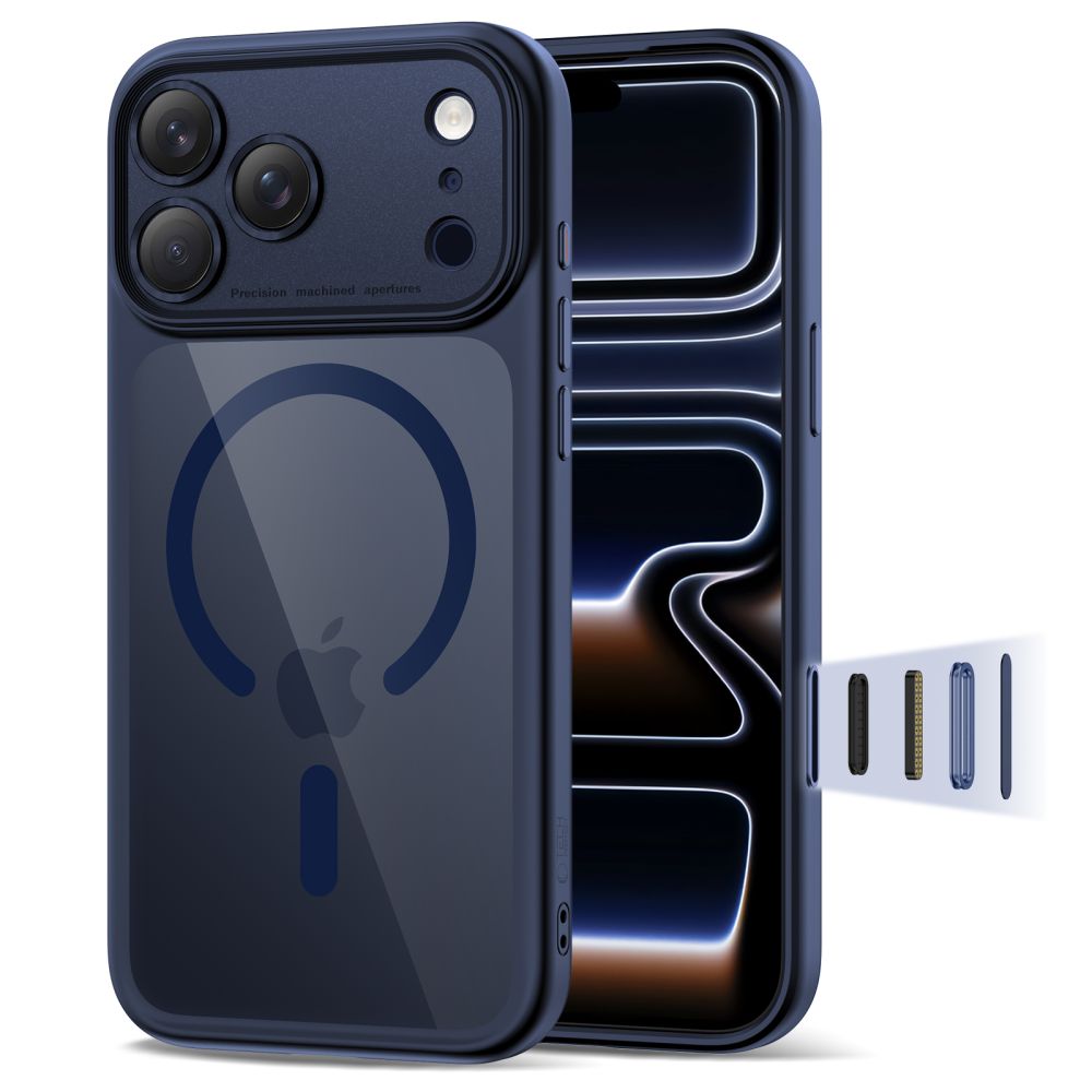 Tech Protect Magpeak Magsafe Cc Iphone 17 Pro Max Dyb Blå/Klar