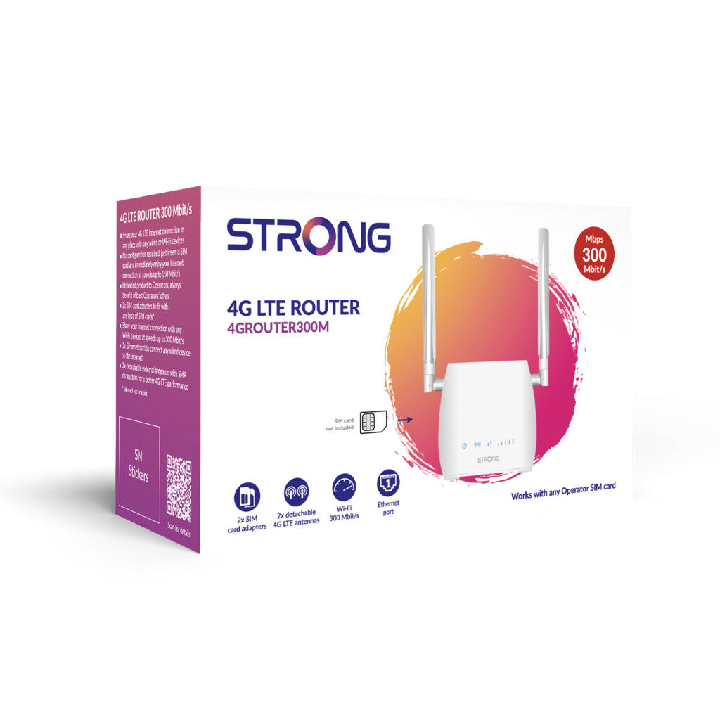 Strong 300M trådløs router Hurtigt ethernet Enkelt band (2,4 GHz) 4G Hvid