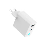 Gembird 2 Port 30W GaN USB Schnellladegerät LED Weiß TA-UC-PDQC30L-W-01 Baby videoskærm, Tastatur, Mobil computer, Mobiltelefon, Netbook, Bærbar højttaler, Smartphone, Tablet Hvid Vekselstrøm Hurtig opladning Indendørs