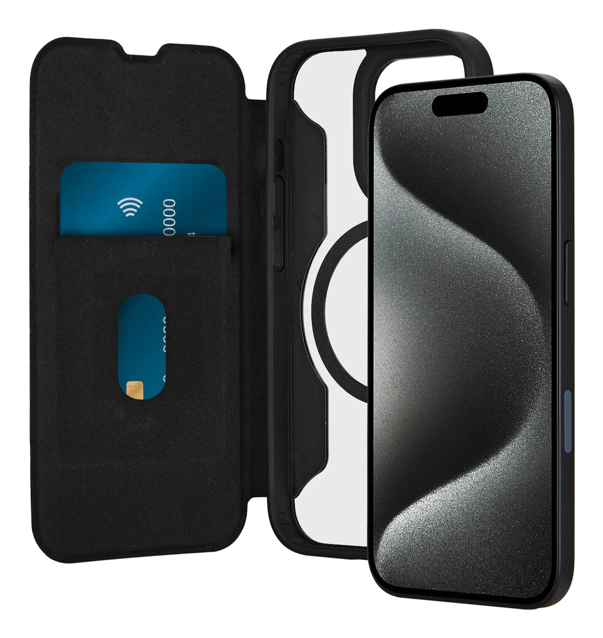 PURO Book Mag mobiltelefon etui 16 cm (6.3") Folie Sort, Transparent