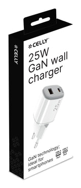 Celly UPTC1USB1USBC25 oplader til mobil enhed Digitalt kamera, Mikrofon, Smartphone, Tablet, Telefon Hvid USB Indendørs