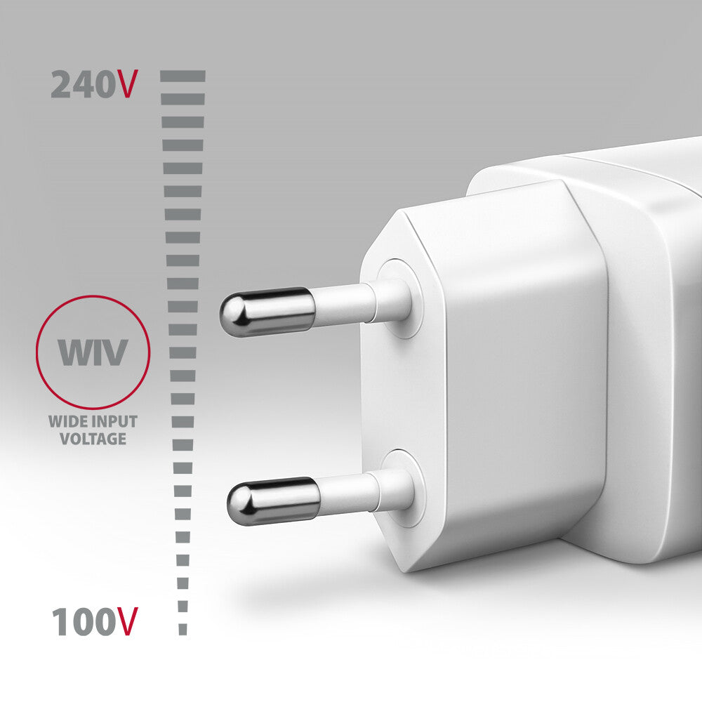 Axagon ACU-PD30W wall charger 1x QC3.0/AFC/FCP/PD type-C 30W white Mobiltelefon, Smartphone, SmartWatch, Tablet, Universel Hvid Vekselstrøm Hurtig opladning Indendørs