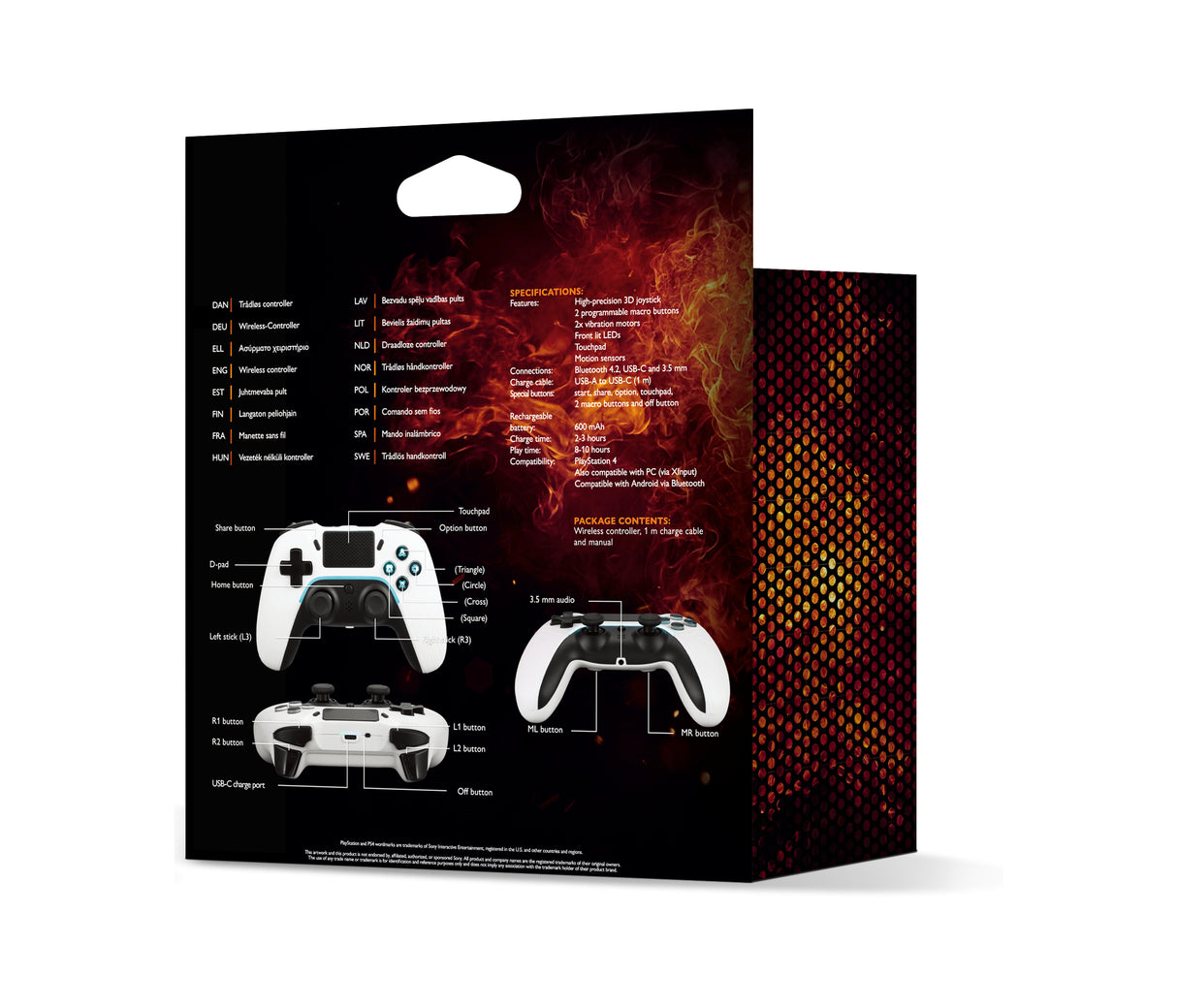 Deltaco Gaming controller PS4/PC/Android/iOS, white