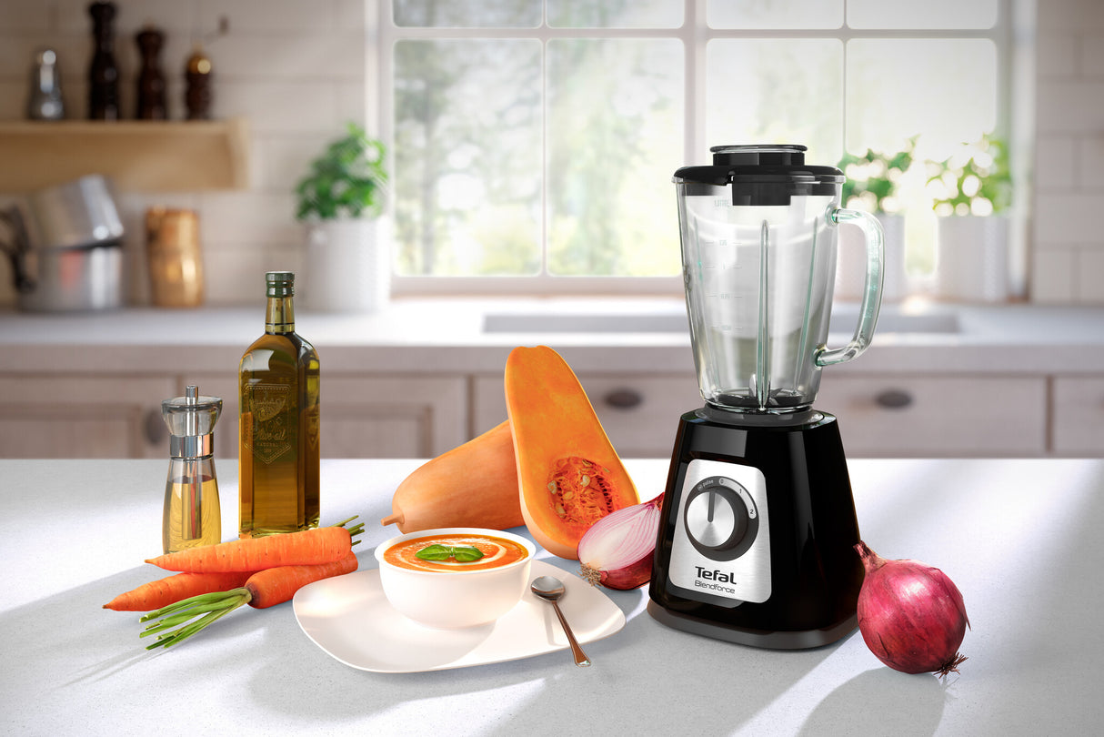 Tefal BlendForce II BL4388 blender 1,25 L Bordplade blender 800 W Sort, Børstet stål