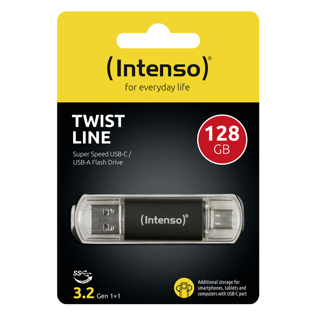 Intenso Twist Line USB-nøgle 128 GB USB Type-A / USB Type-C 3.2 Gen 1 (3.1 Gen 1) Anthracit