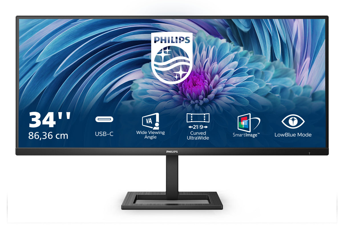 Philips E Line 346E2LAE/00 LED display 86,4 cm (34") 3440 x 1440 pixel Wide Quad HD LCD Sort