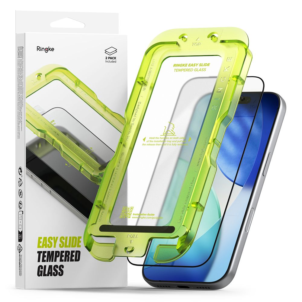 Ringke Easy Slide 2-pack hærdet glas til iPhone 17 Pro Max - sort