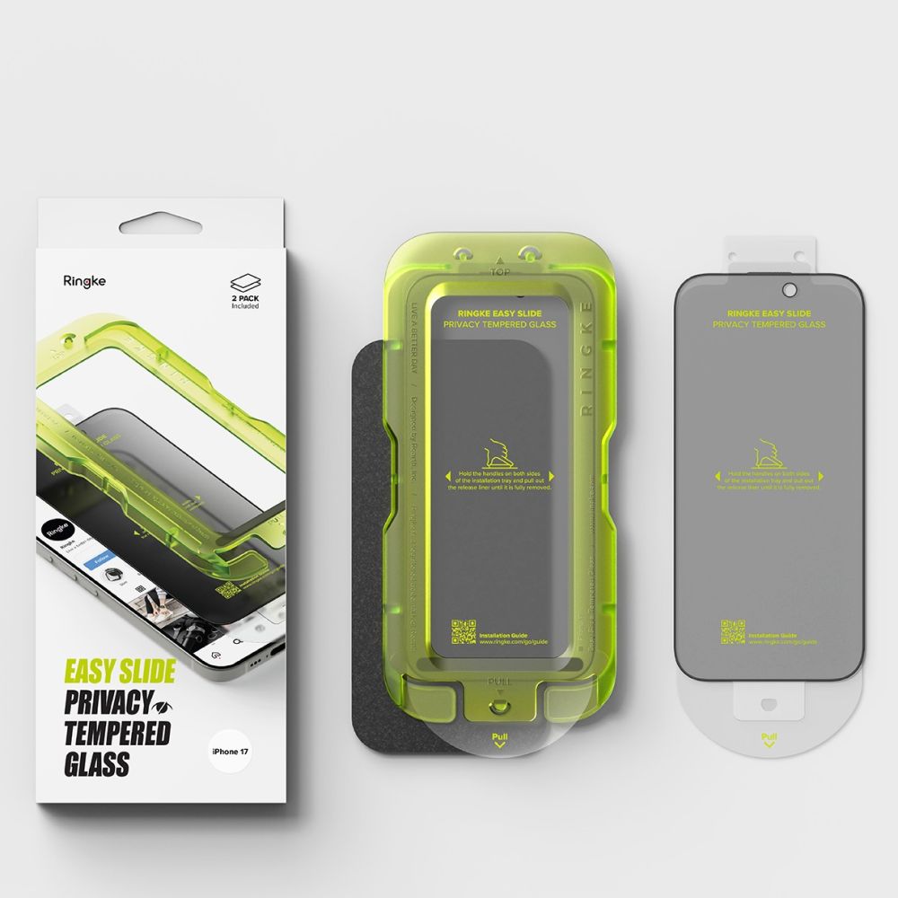 Ringke Easy Slide 2-pack Privacy Glass for iPhone 17 - Black