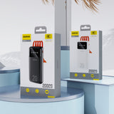 Dudao stor kapacitet powerbank med 4 indbyggede kabler 20000mAh USB Type C + micro USB + Lightning + USB-A (indgang) - hvid (Dudao K6Pro +)