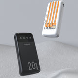 Dudao stor kapacitet powerbank med 4 indbyggede kabler 20000mAh USB Type C + micro USB + Lightning + USB-A (indgang) - hvid (Dudao K6Pro +)