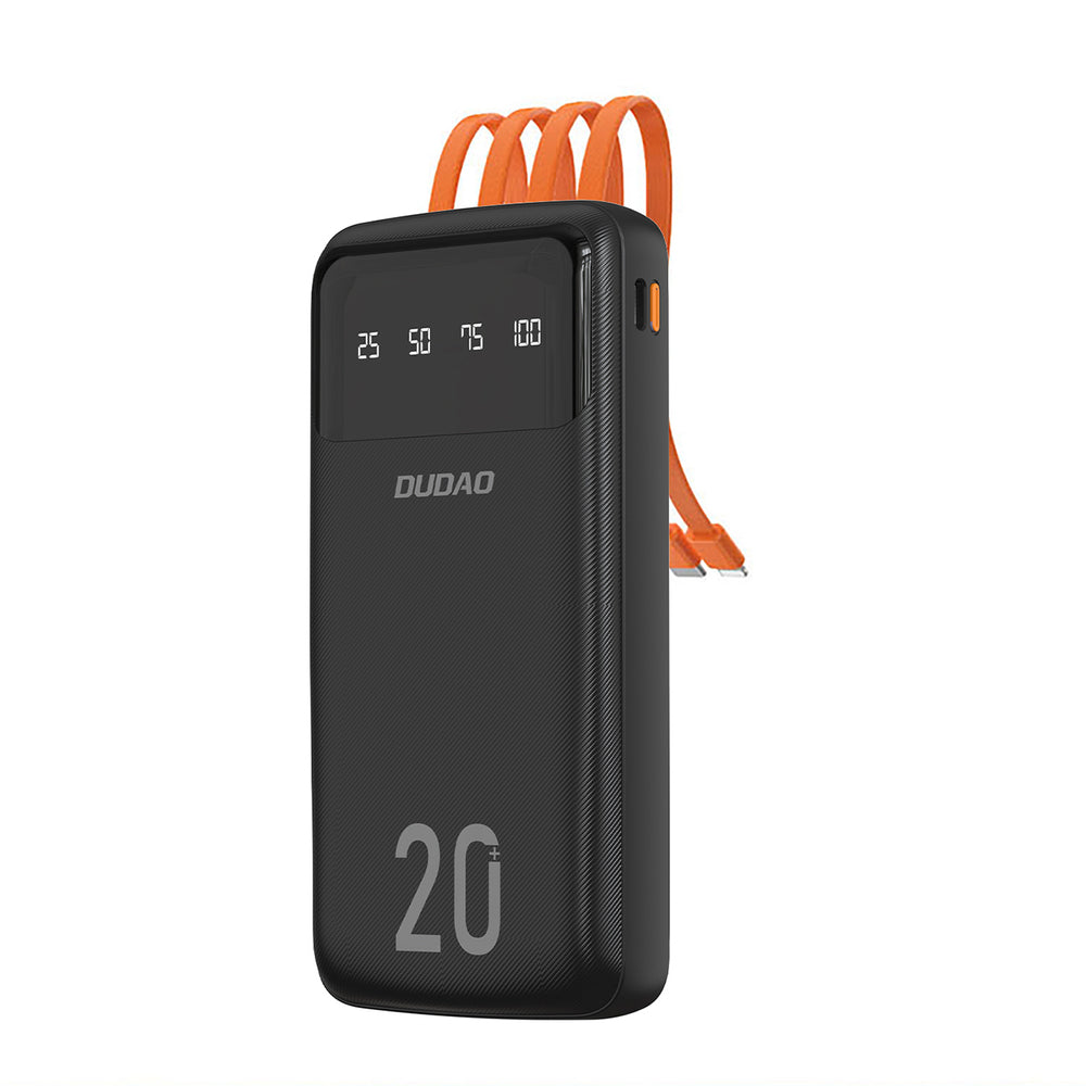 Dudao capacious powerbank with 3 built-in cables 20000mAh USB Type C + micro USB + Lightning black (Dudao K6Pro +)