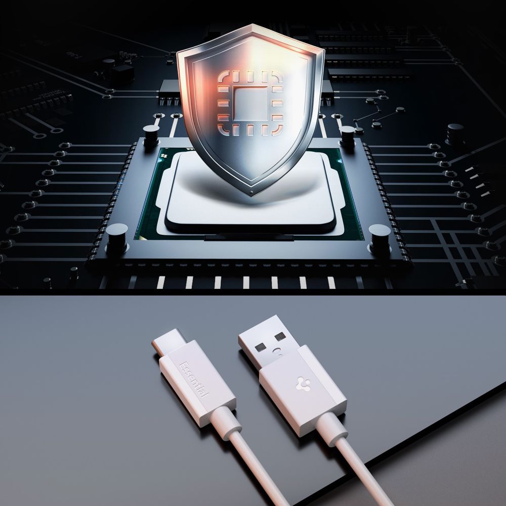 Spigen EB6010AC USB-A / USB-C 60W-kabel 100 cm - hvid