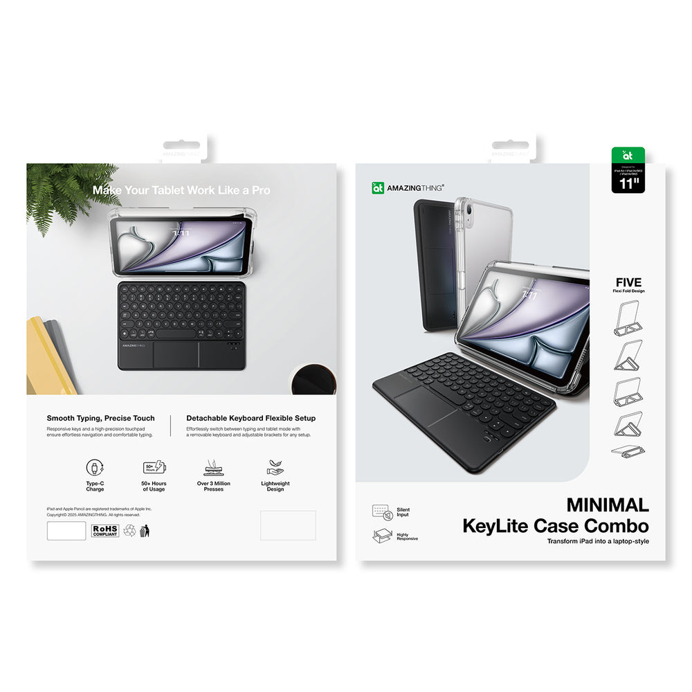 AmazingThing Minimal Case Keylite Combo Keyboard Case til iPad Air M3 11" - sort