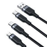 Joyroom S-A18 3in1 3.5A USB-A - Lightning+USB-C+MicroUSB kabel 1,2m - sort