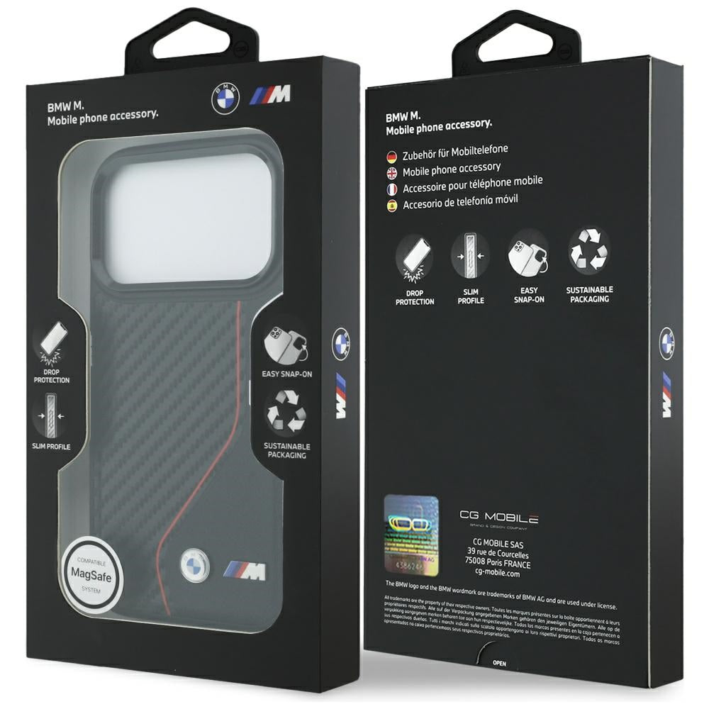 BMW M Carbon Line & Logo MagSafe Case for iPhone 17 Pro - Red