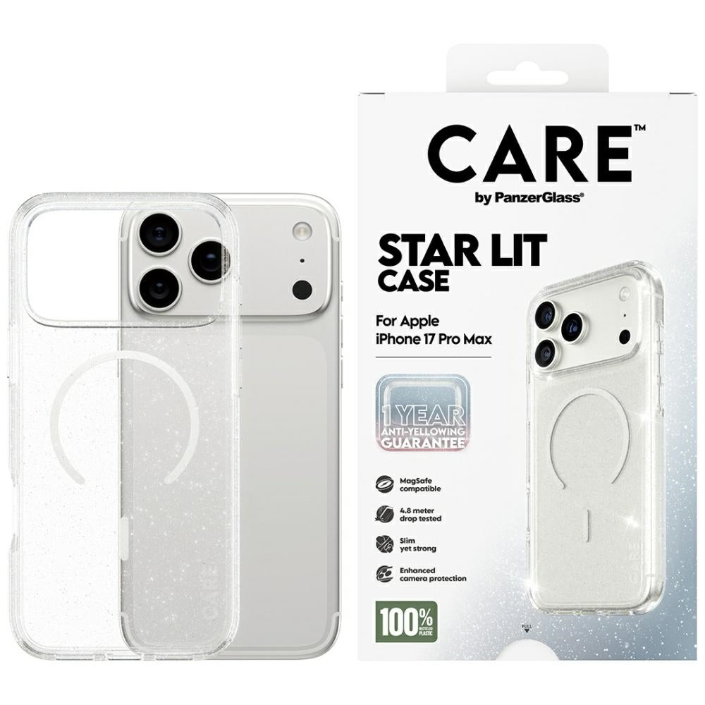 CARE af PanzerGlass Flagship Urban Explorer Case w. White MagSafe til iPhone 17 Pro Max - Clear Glitter