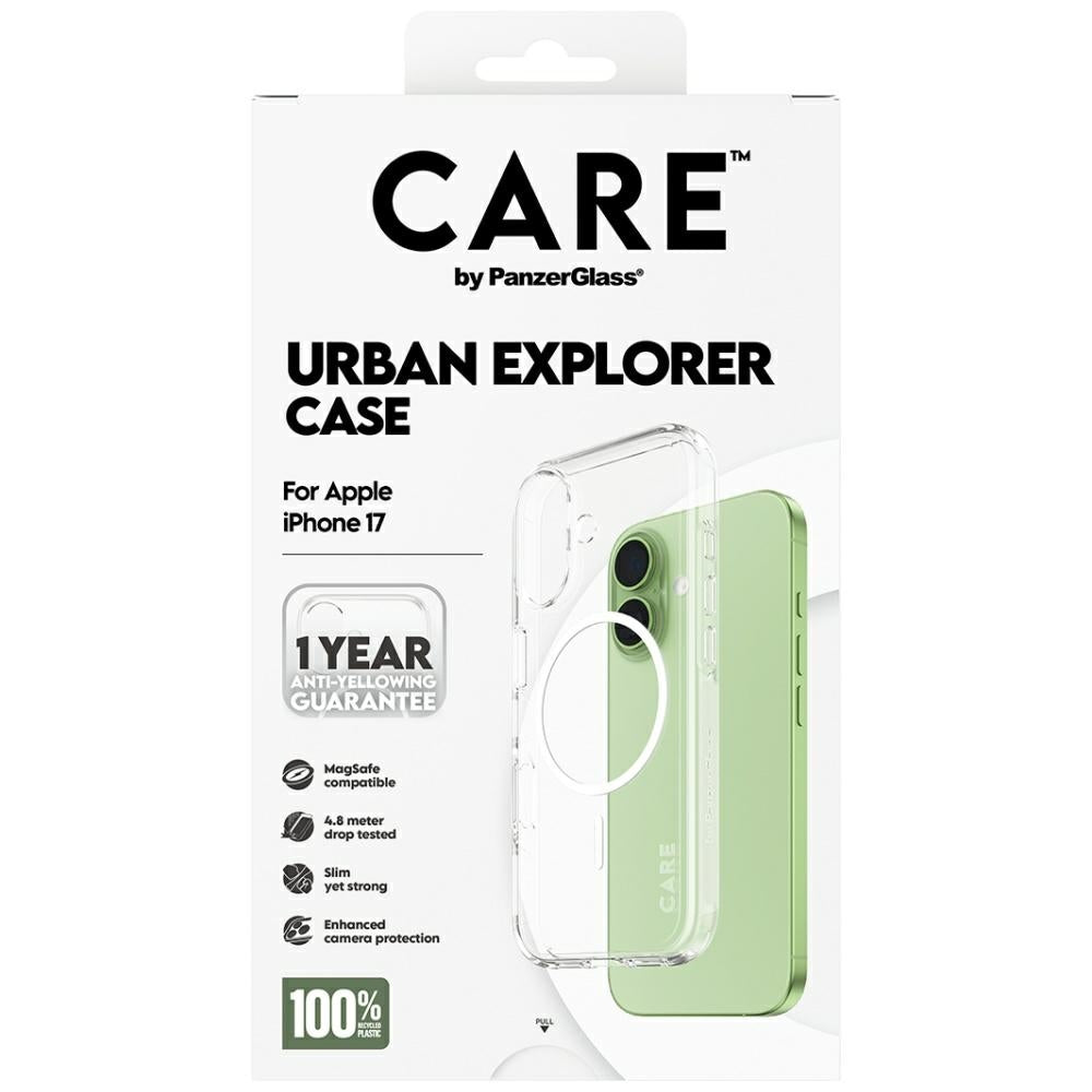 CARE af PanzerGlass Flagship Urban Explorer Case w. White MagSafe til iPhone 17 - Transparent