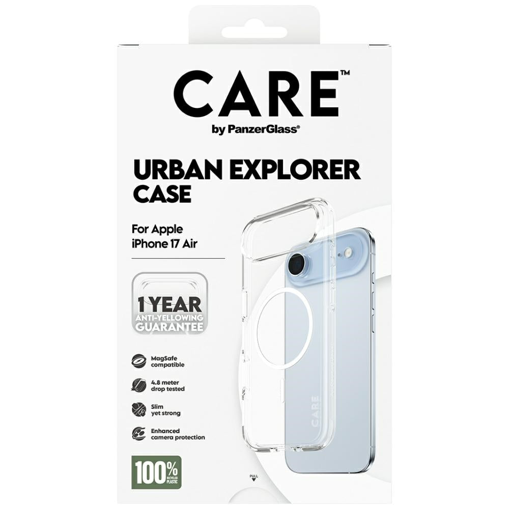 CARE af PanzerGlass Flagship Urban Explorer Case w. White MagSafe til iPhone Air - Transparent