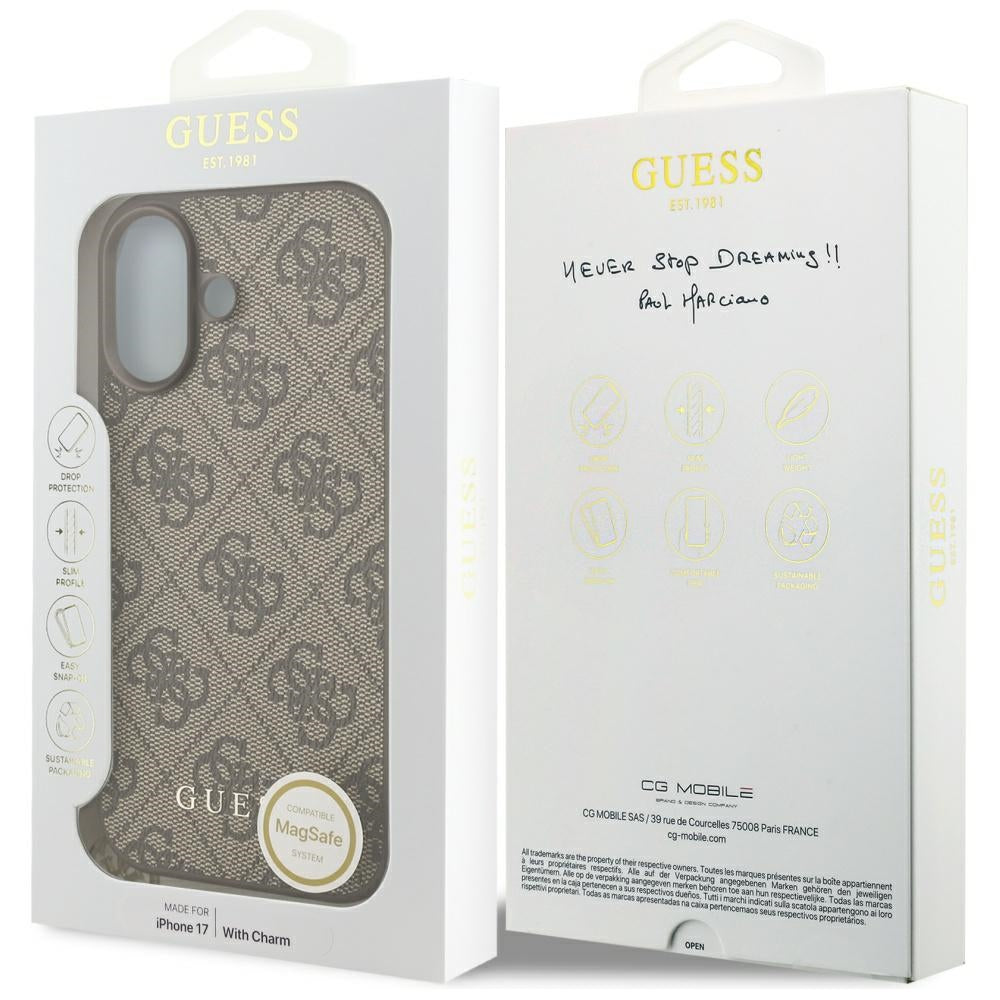 Guess 4G Charms Collection MagSafe-hylster til iPhone 17 - brun