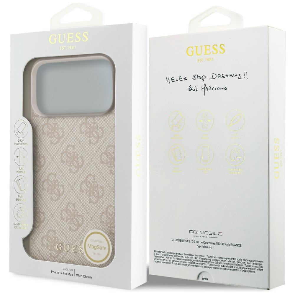 Guess 4G Charms Collection MagSafe Case til iPhone 17 Pro Max - Pink