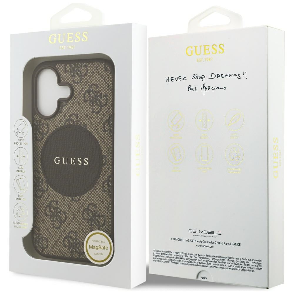 Guess 4G Circle Classic Logo MagSafe case for iPhone 17 - brown