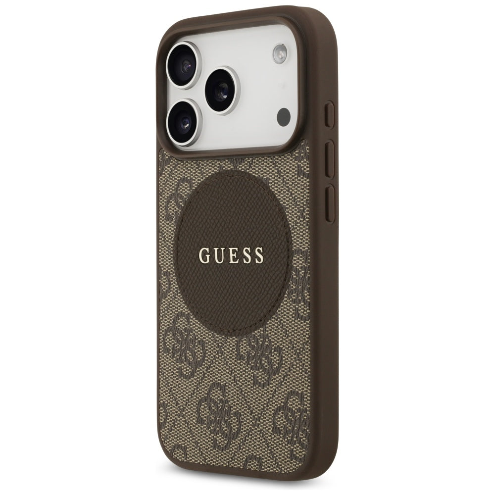 Guess 4G Circle Classic Logo MagSafe case for iPhone 17 Pro - brown