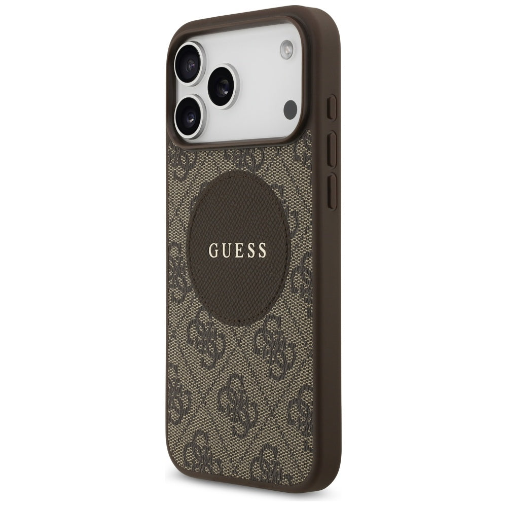 Guess 4G Circle Classic Logo MagSafe-hylster til iPhone 17 Pro Max - brun