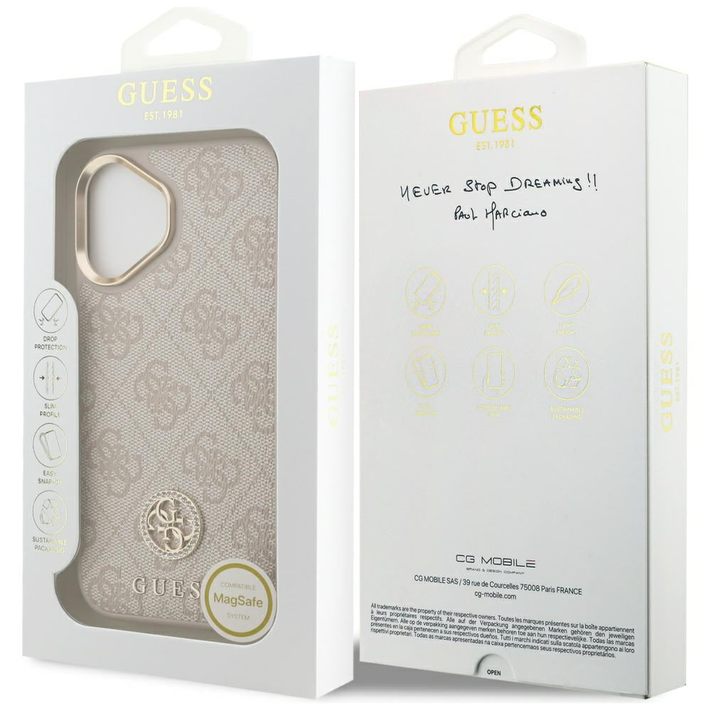 Guess 4G Strass Logo MagSafe Case til iPhone 17 - Pink